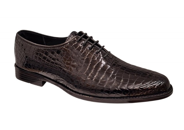 Pantofi eleganti barbati din piele naturala croco lac - Model Donato Negru